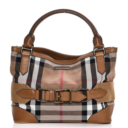 Burberry Canvas House Check Parsons Shoulder Bag Saddle Brown 1 of 10