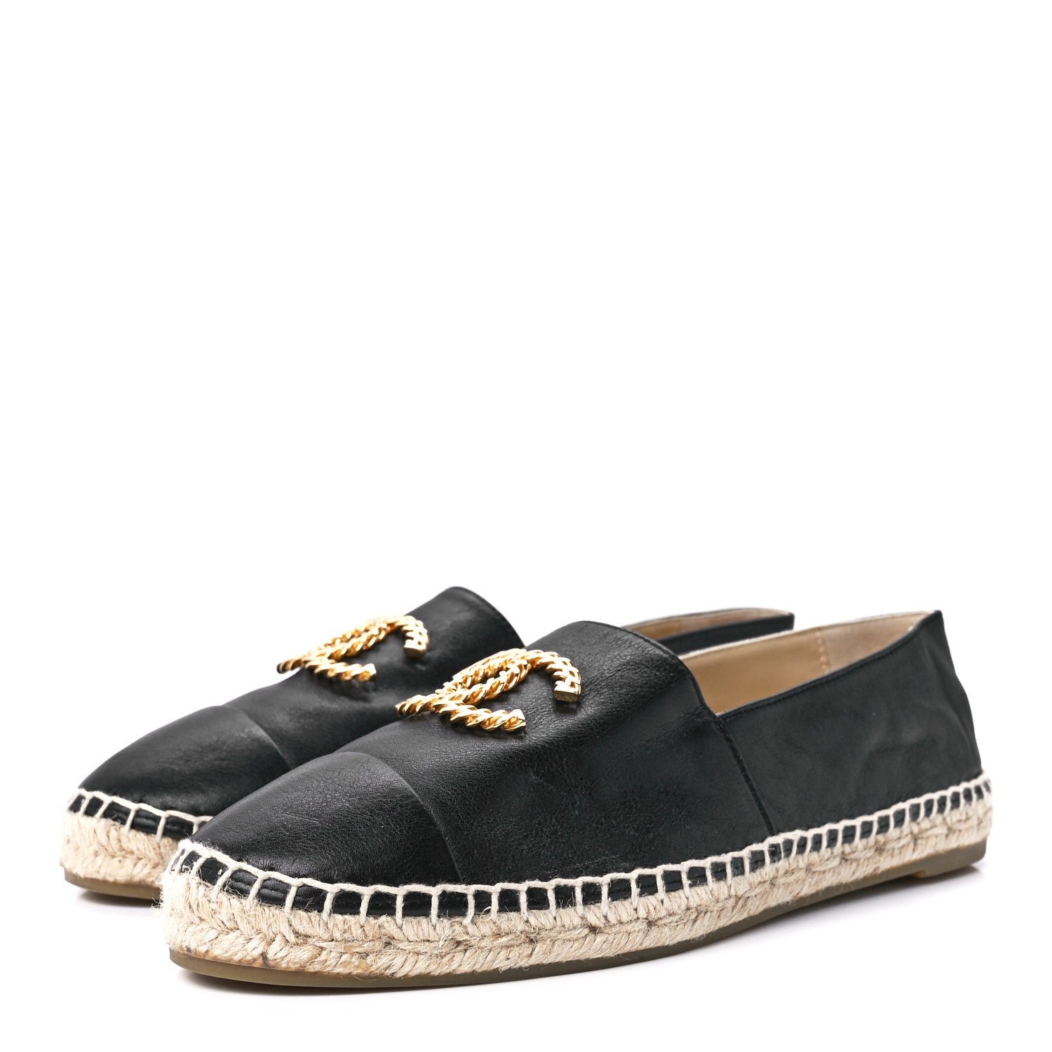 Chanel Calfskin Chain CC Espadrilles 39 Black 3 of 10