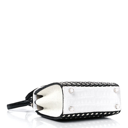 Nancy Gonzalez Crocodile Woven Top Handle Bag White Black 4 of 14
