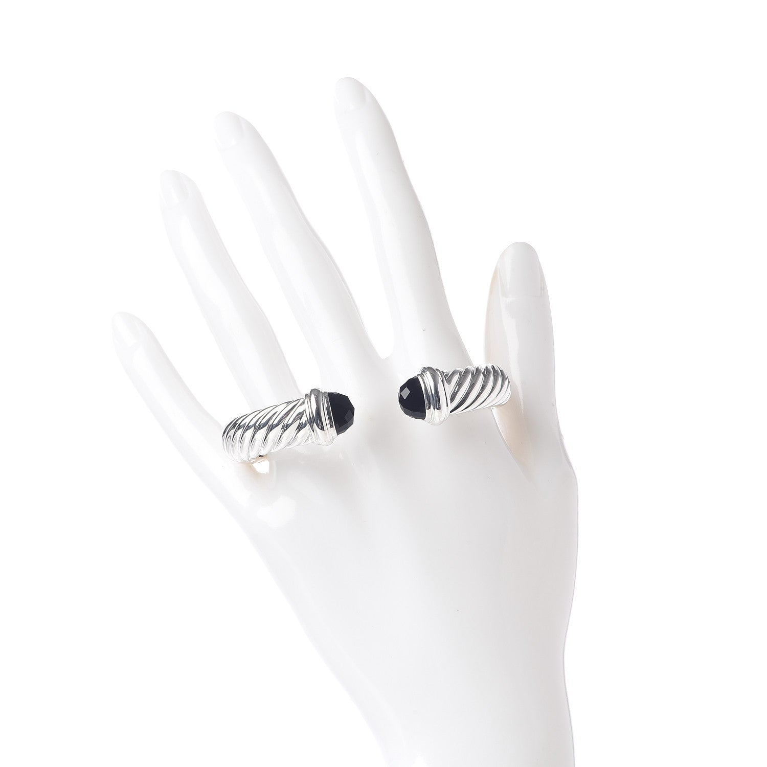 David Yurman Sterling Silver Black Onyx 10mm Waverly Bracelet 2 of 4