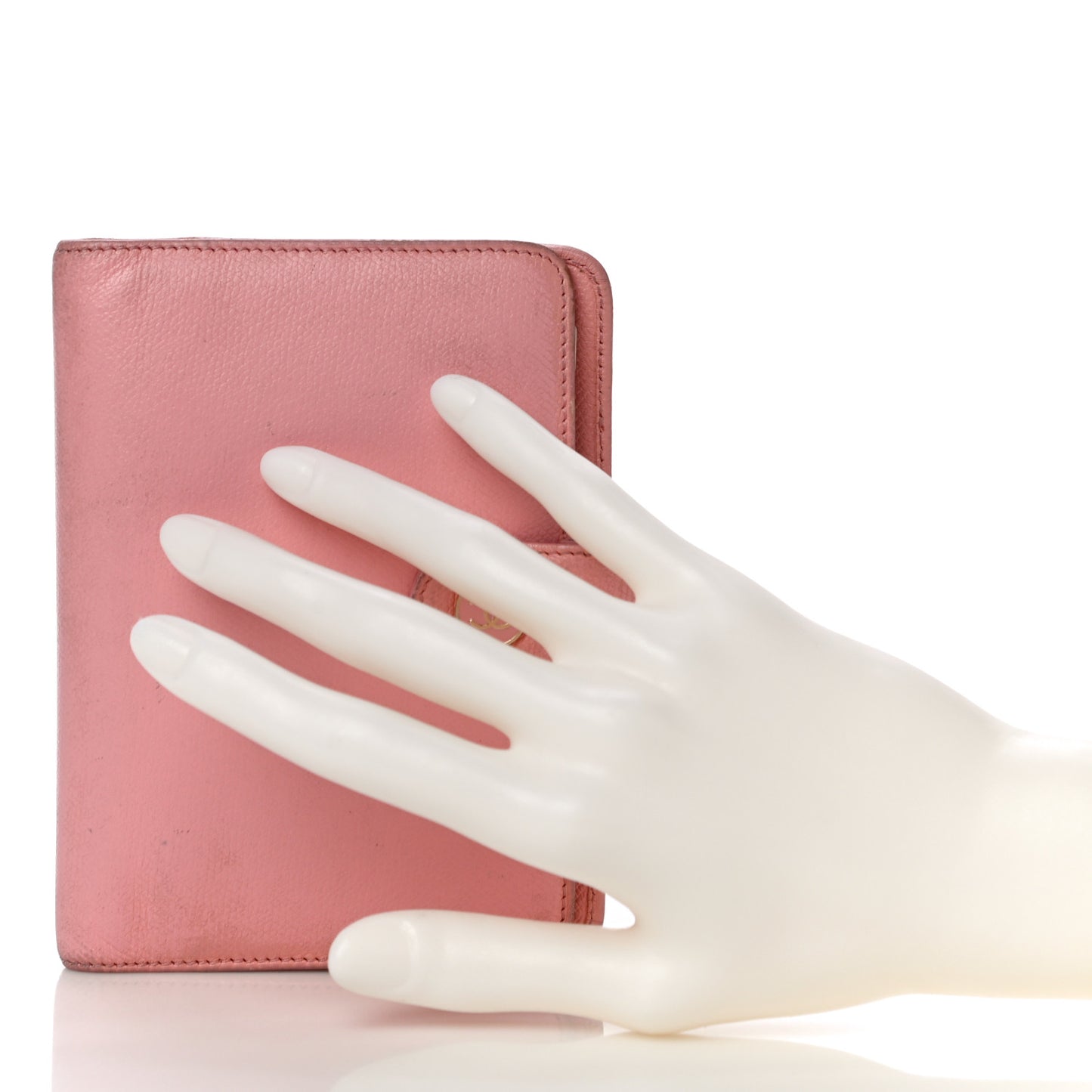Grained Calfskin CC Button Pocket Agenda Cover Pink