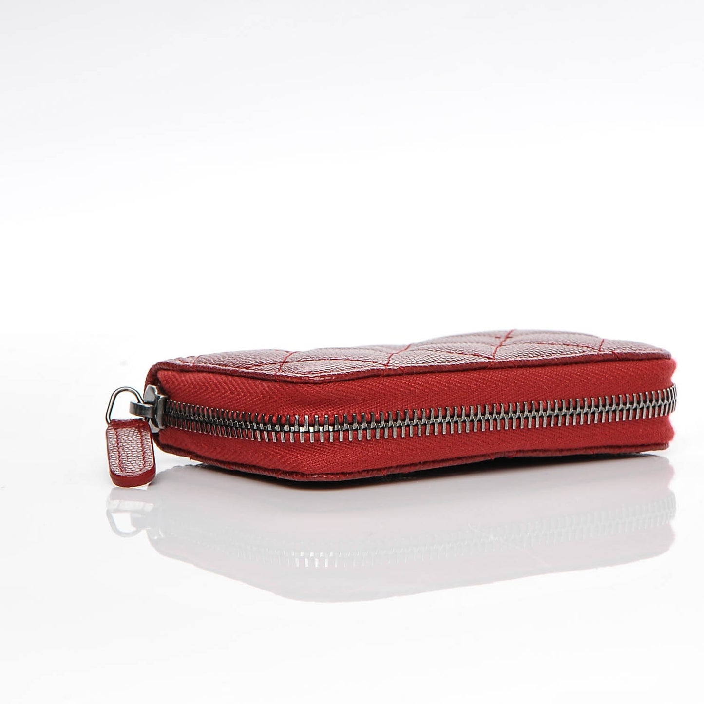 Caviar Quilted Zip Around Coin Purse Red