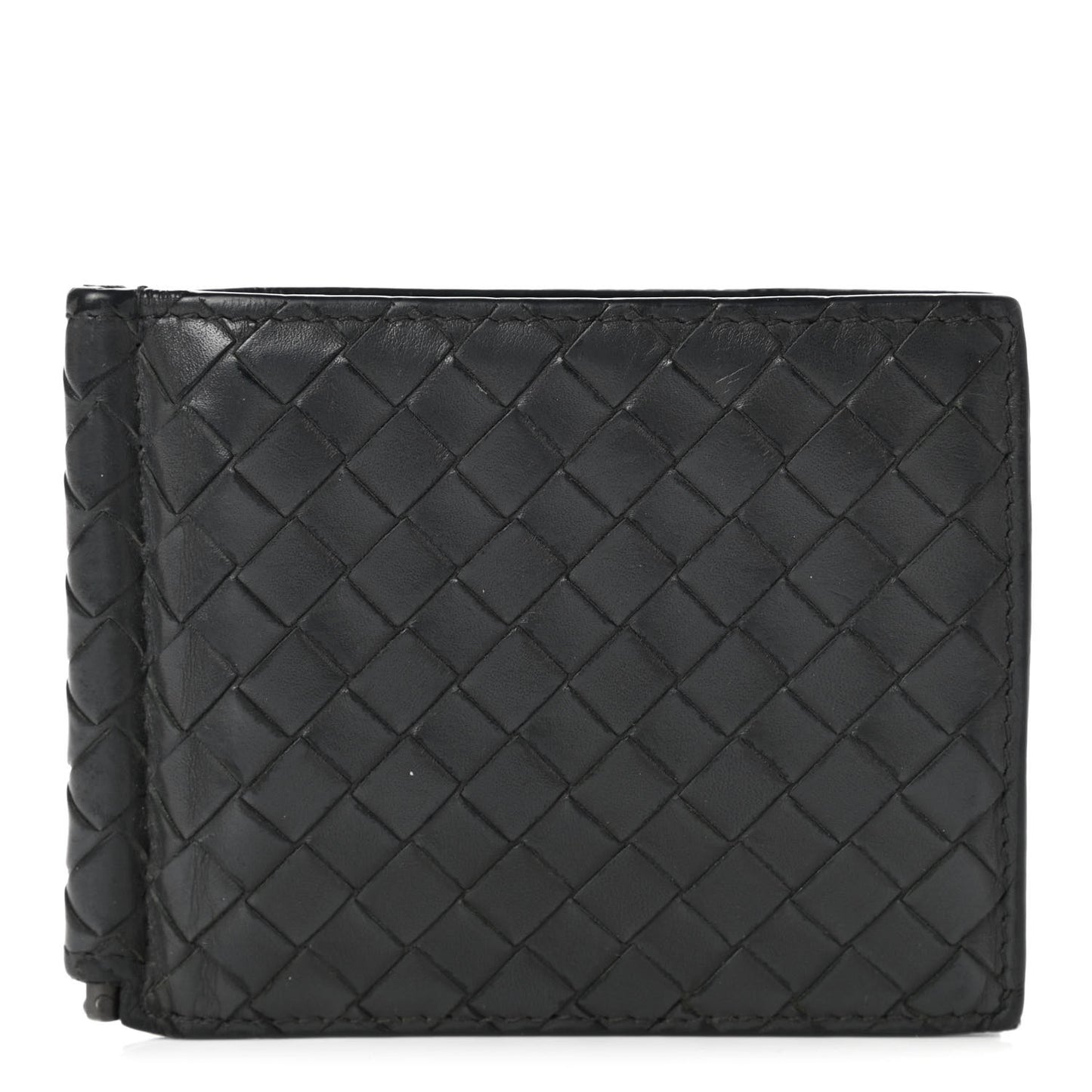 Nappa Intrecciato Bi-Fold Money Clip Wallet Black