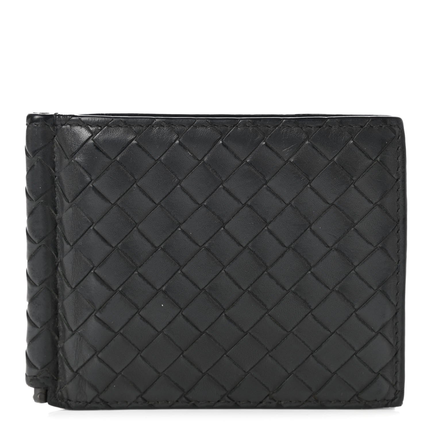 Bottega Veneta Nappa Intrecciato Bi-Fold Money Clip Wallet Black 1 of 9