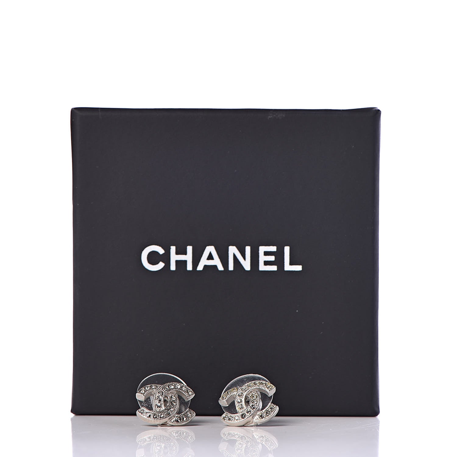 Chanel Crystal CC Earrings Silver 5 of 5