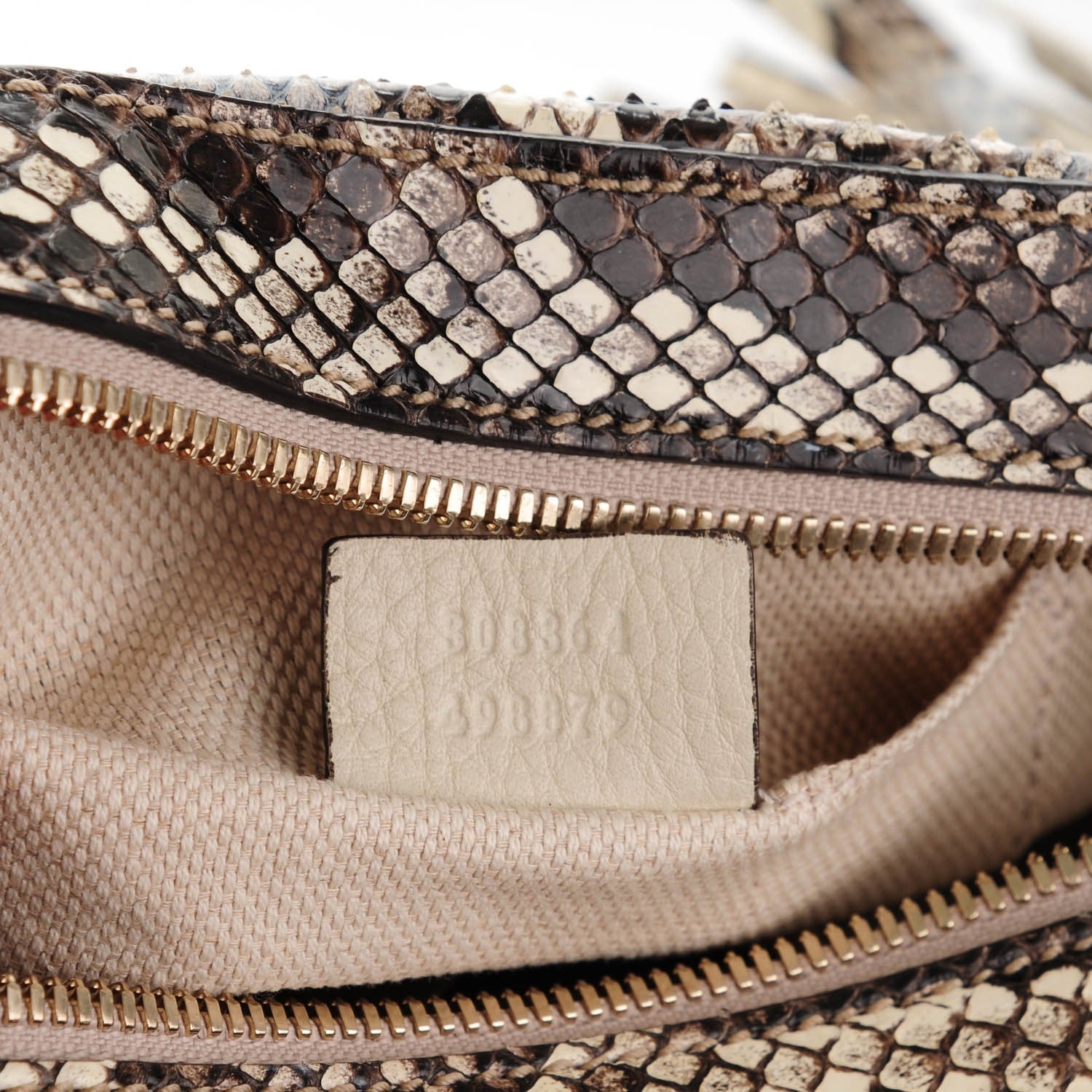 Gucci Python Small Soho Disco Bag Off White Nut Brown Beige 7 of 7