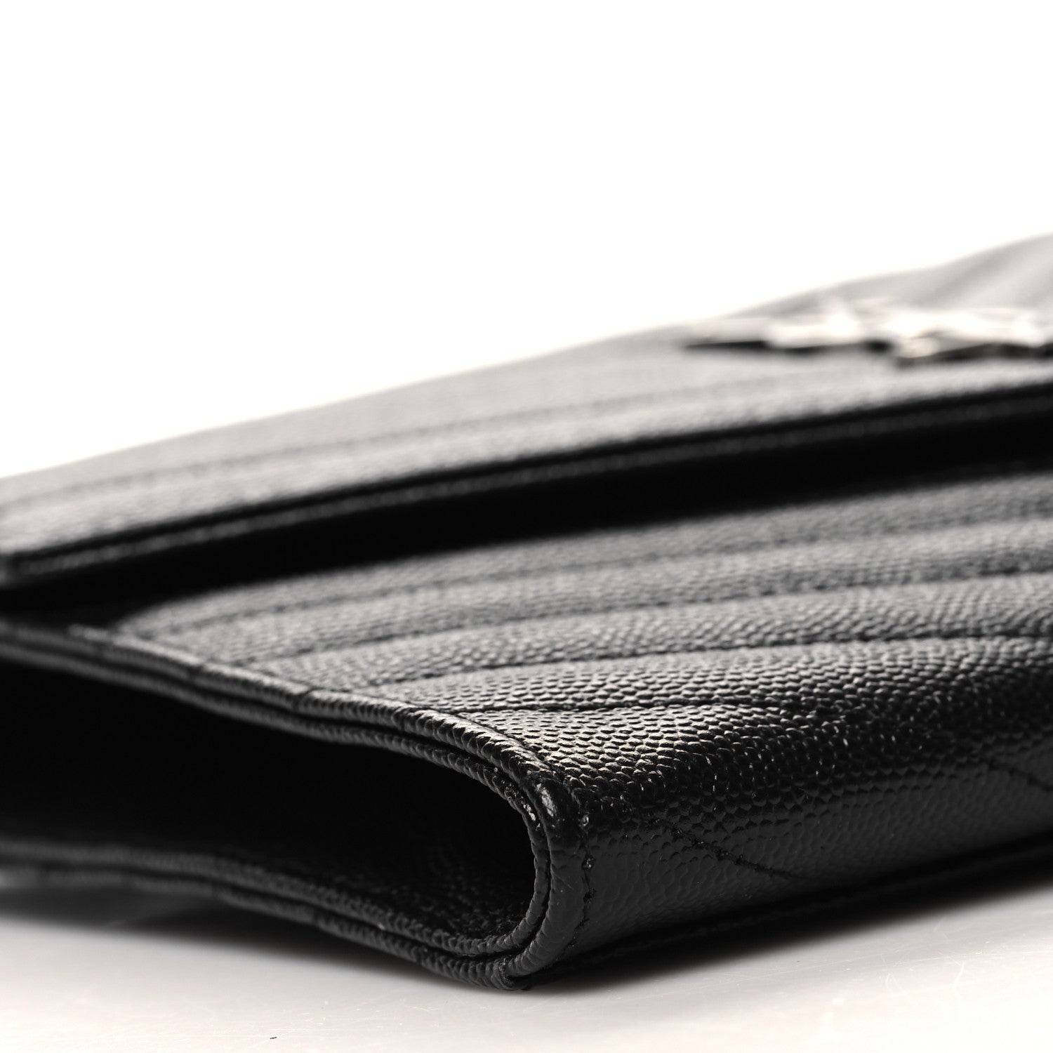 Saint Laurent Grain De Poudre Matelasse Chevron Monogram Envelope Clutch Black 9 of 10