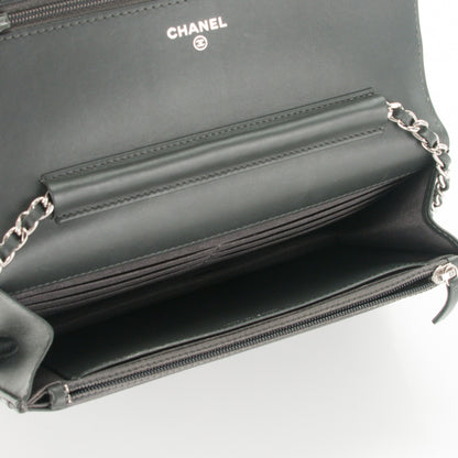 Chanel Patent Quilted Wallet On Chain WOC Dark Grey 5 of 8