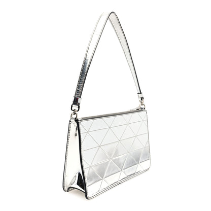 Prada Spazzolato Metal Triangle Logo Triangle Patterned Mini Shoulder Bag Argento 3 of 10