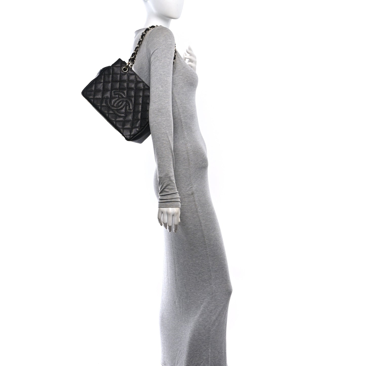 Caviar Quilted Petit Timeless Tote PTT Black