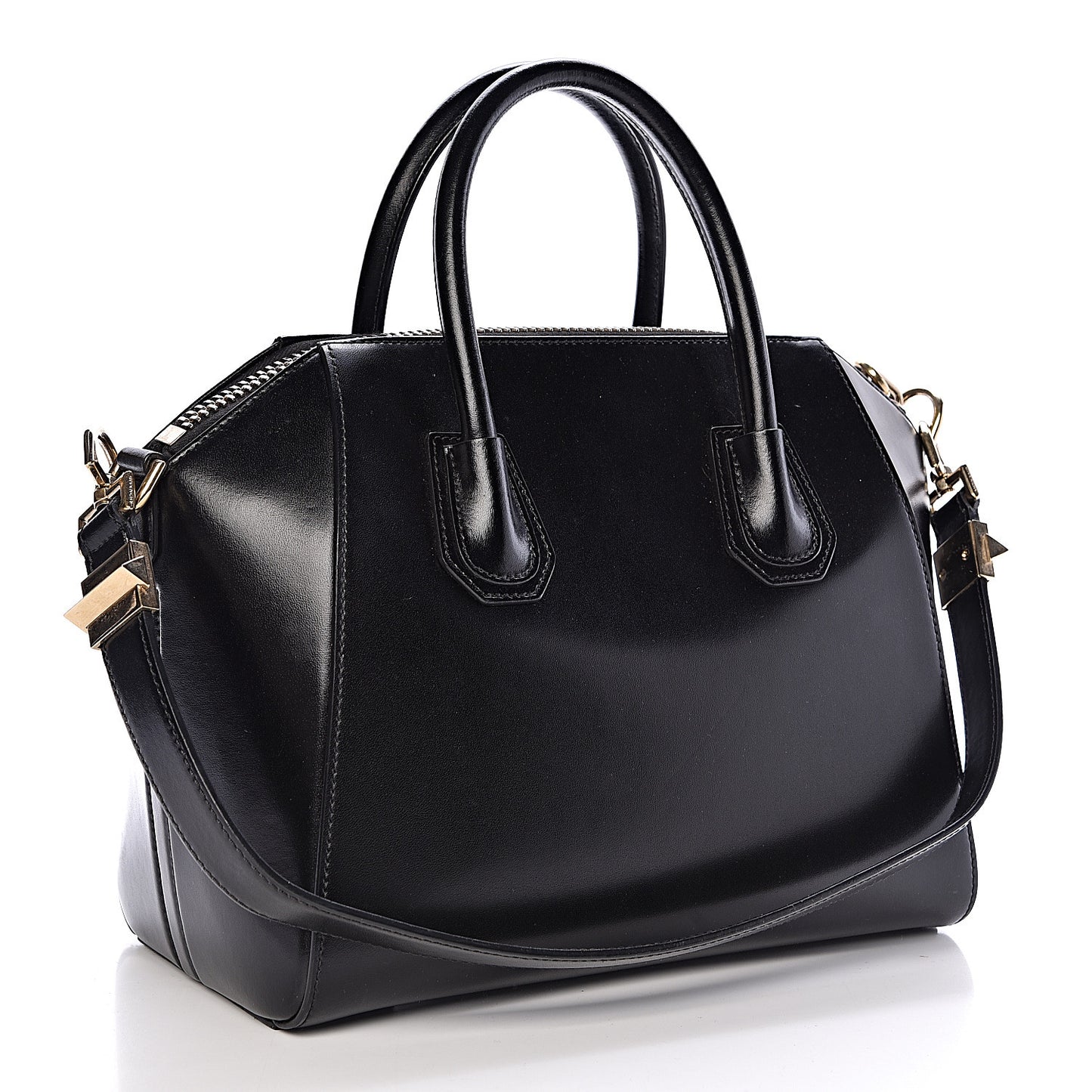 Shiny Lord Calfskin Small Antigona Black