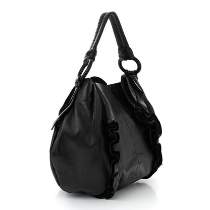 Prada Nappa Ruffle Hobo Black 3 of 9