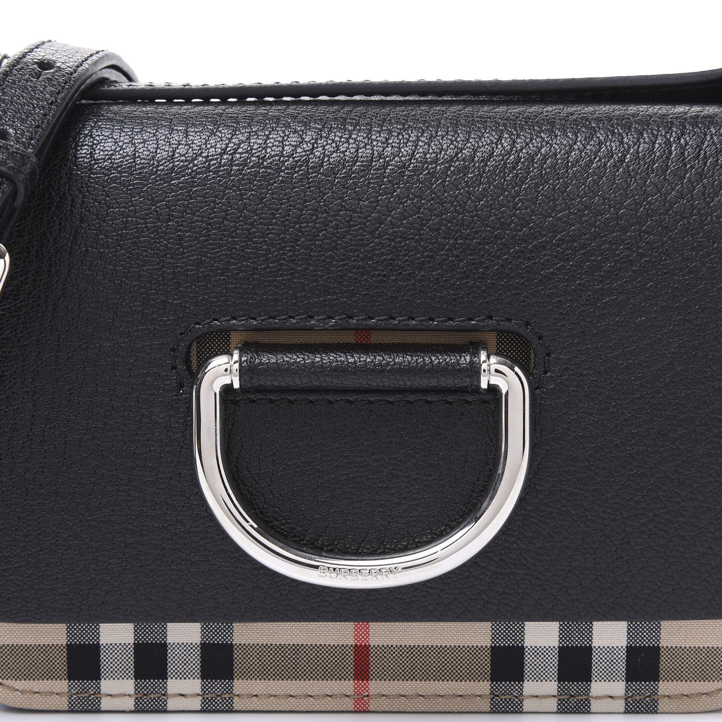 Goatskin Vintage Check Mini D-Ring Bag Black