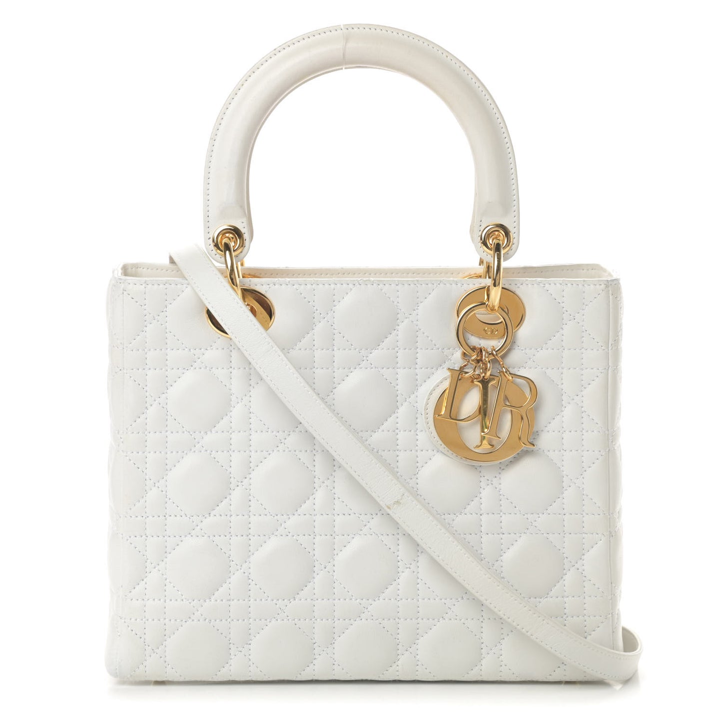 Lambskin Cannage Medium Lady Dior White