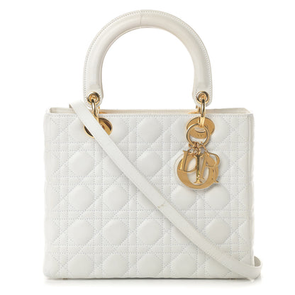 Christian Dior Lambskin Cannage Medium Lady Dior White 1 of 17