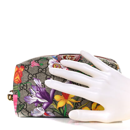 Gucci Soft GG Supreme Monogram Flora Calfskin Medium Ophidia Cosmetic Case Beige Ebony Multicolor Rosso 2 of 10