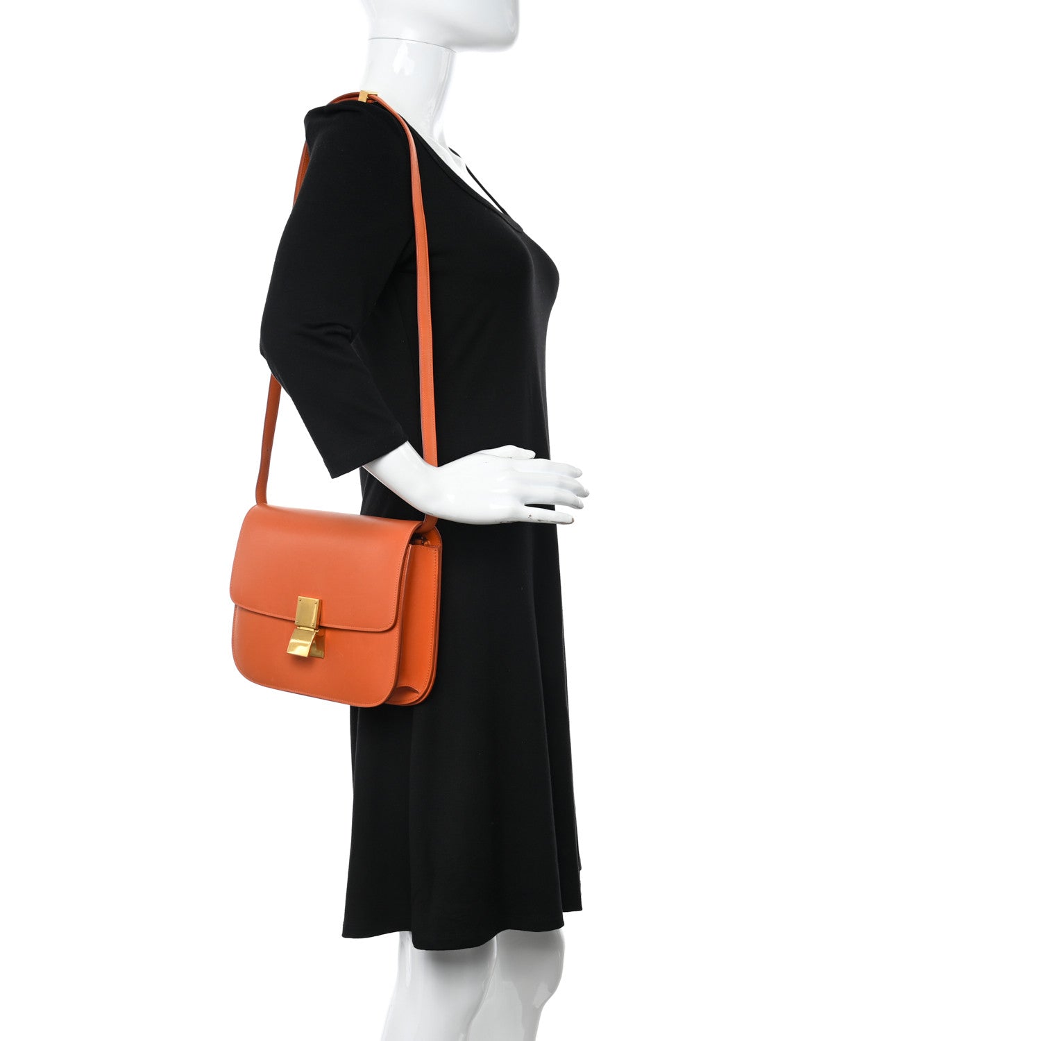 Celine Box Calfskin Medium Classic Box Flap Bag Orange 2 of 23