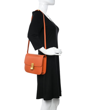 Celine Box Calfskin Medium Classic Box Flap Bag Orange 2 of 23