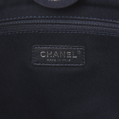 Chanel Woven Straw Raffia Small Deauville Tote White Navy 6 of 10