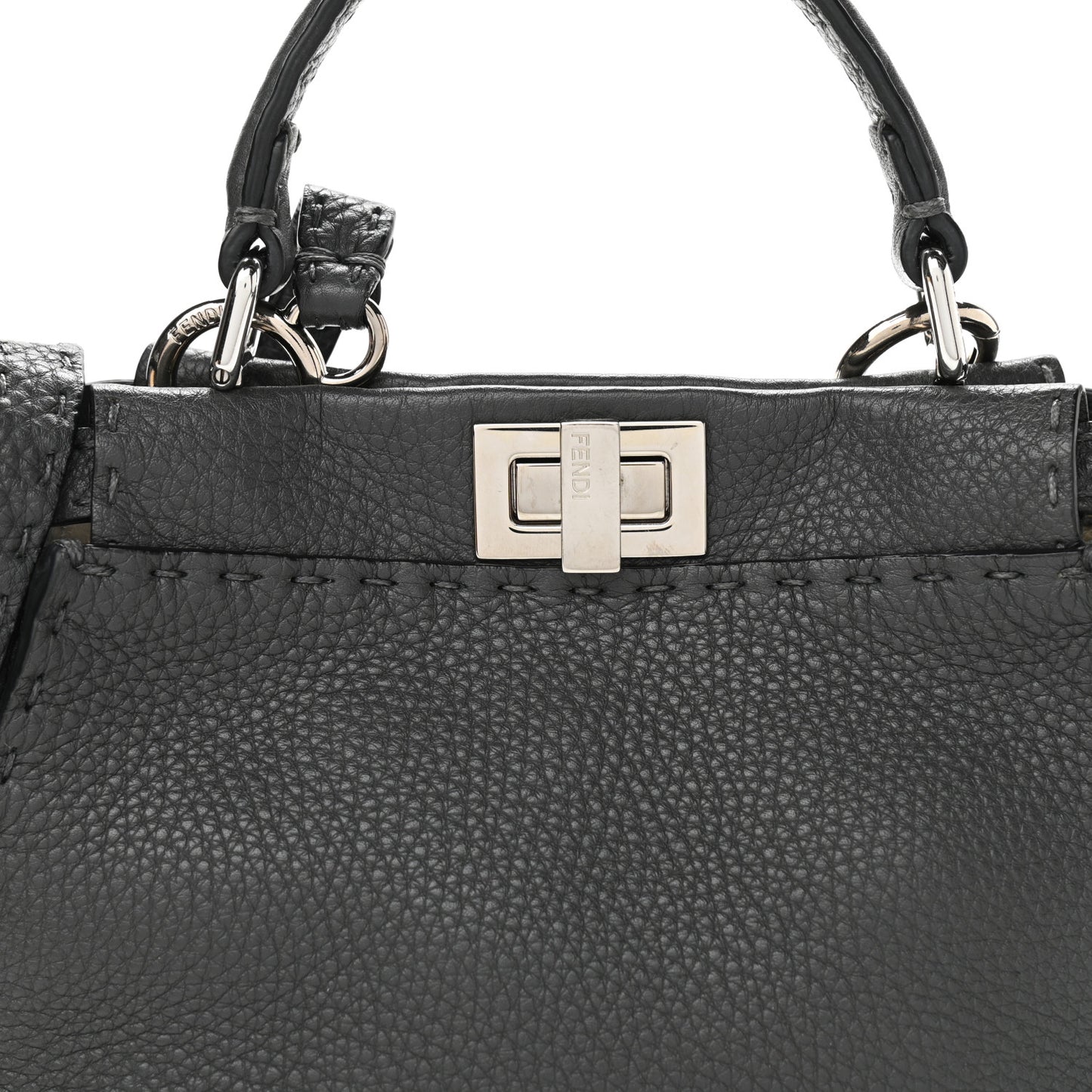 Cuoio Romano Selleria Bi-Color Mini Peekaboo Iconic Satchel Asfalto Latte