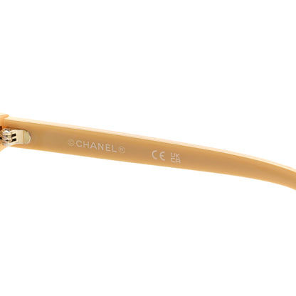 Chanel Acetate Shield Quilted Sunglasses 71655A White Gold 5 of 8