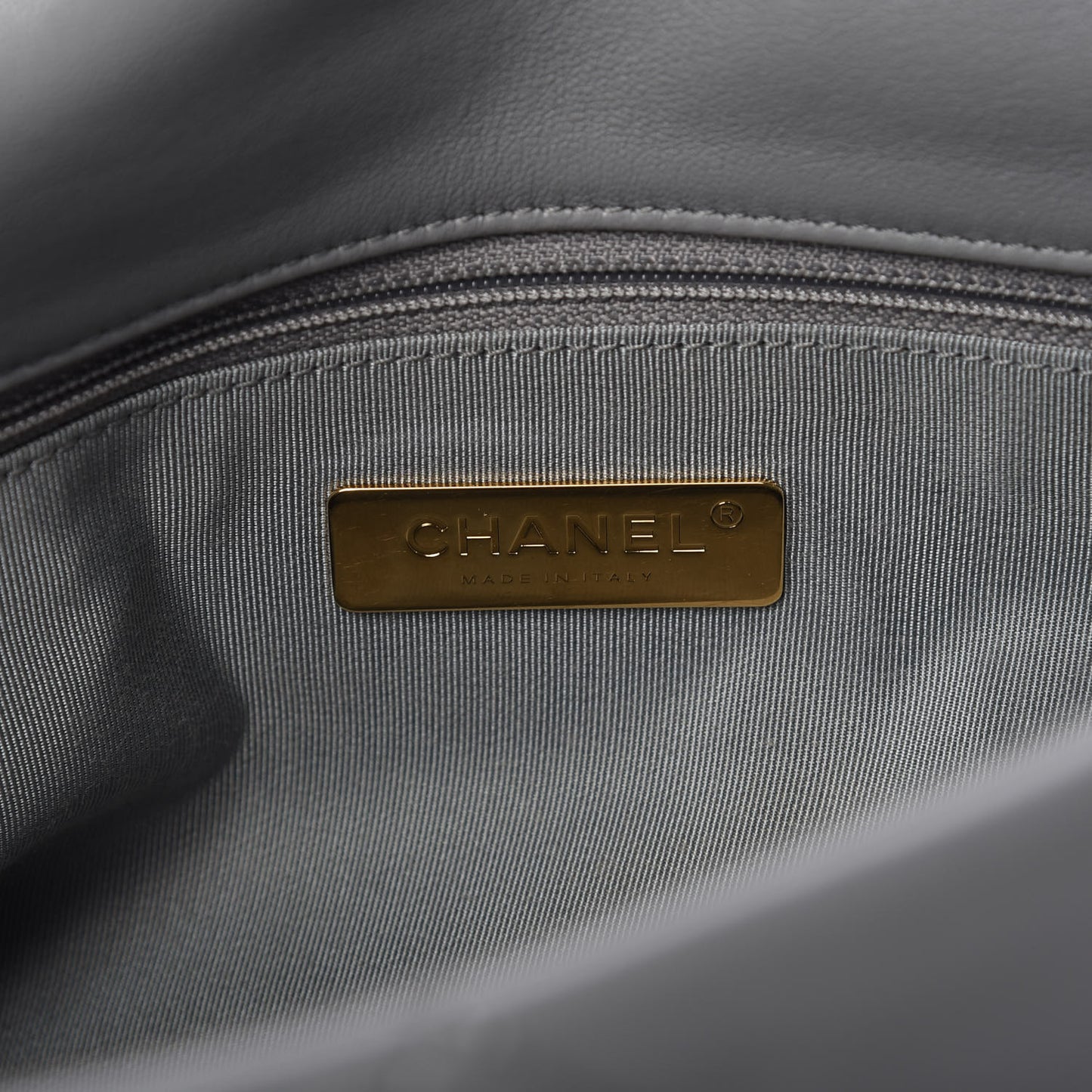 Goatskin Quilted Large Chanel 19 Flap Grey