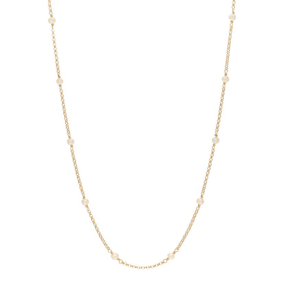 David Yurman 18K Yellow Gold Freshwater Pearl Cable Collectibles Station Necklace 1 of 3