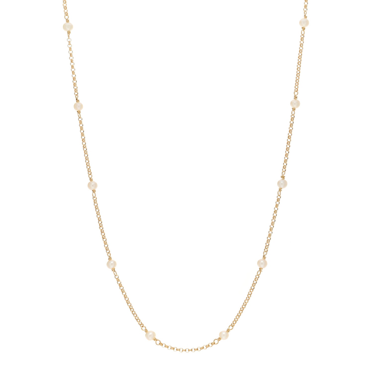 David Yurman 18K Yellow Gold Freshwater Pearl Cable Collectibles Station Necklace 1 of 3