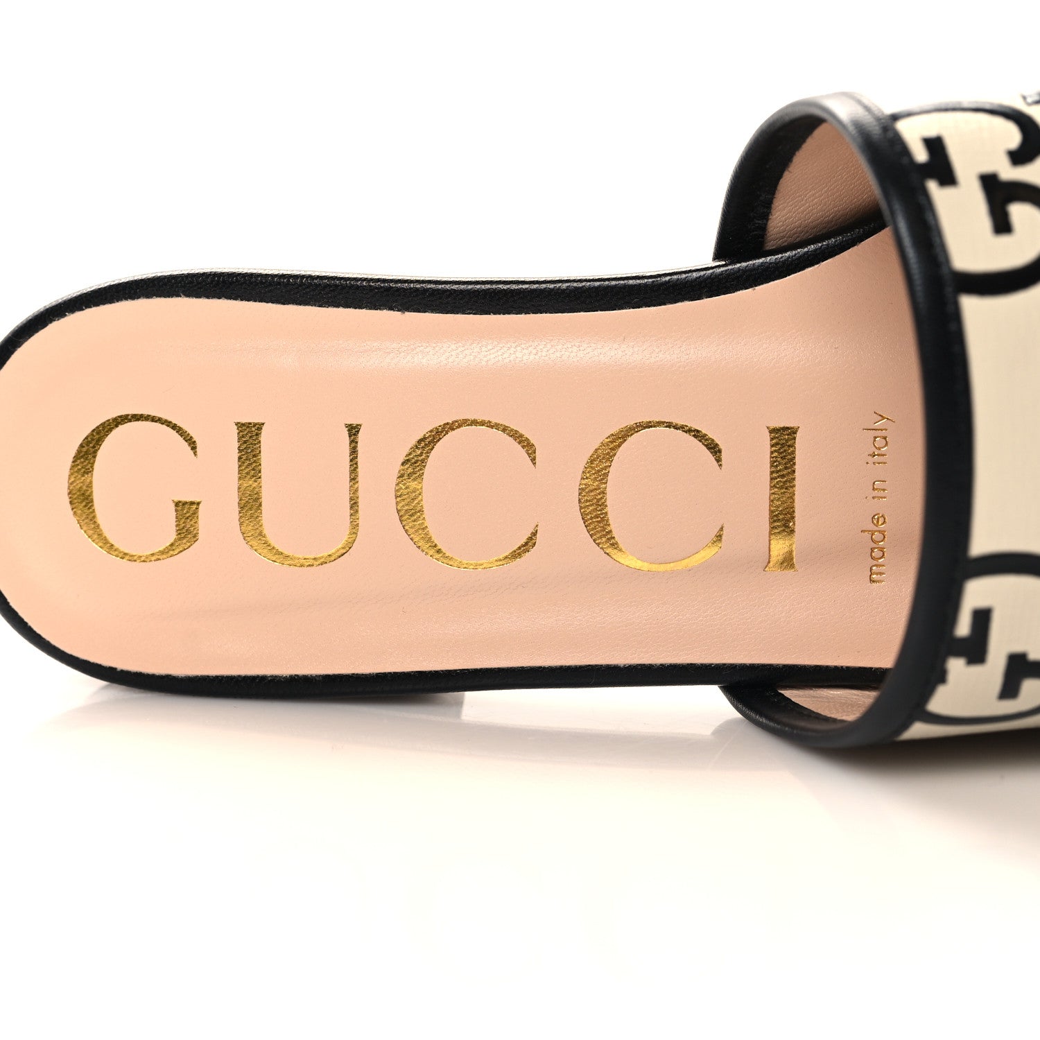 Gucci Malaga Kid GG Monogram Marmont Flat Slide Sandals 37 Mystic White Black 9 of 10