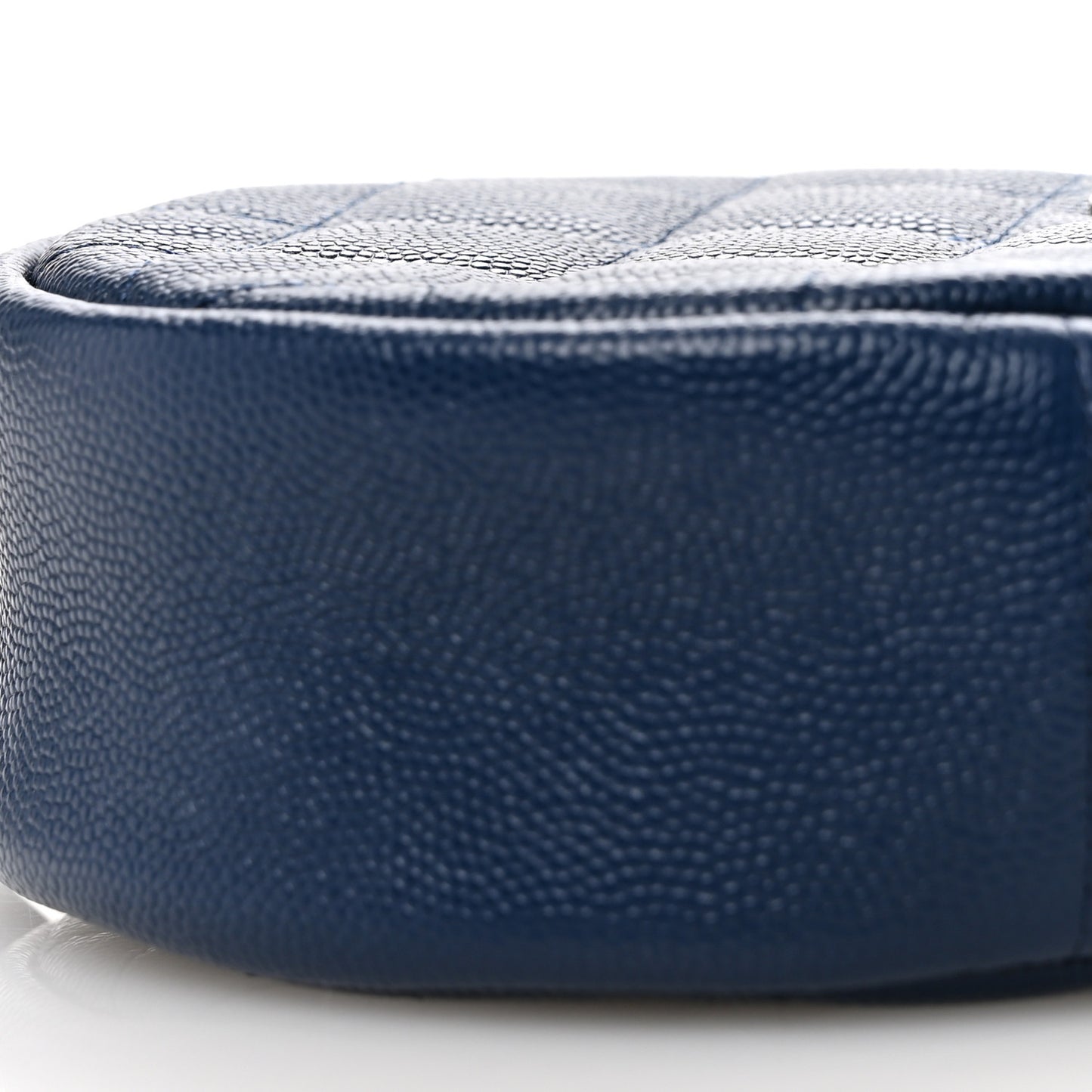 Caviar Quilted Round Clutch With Chain Blue
