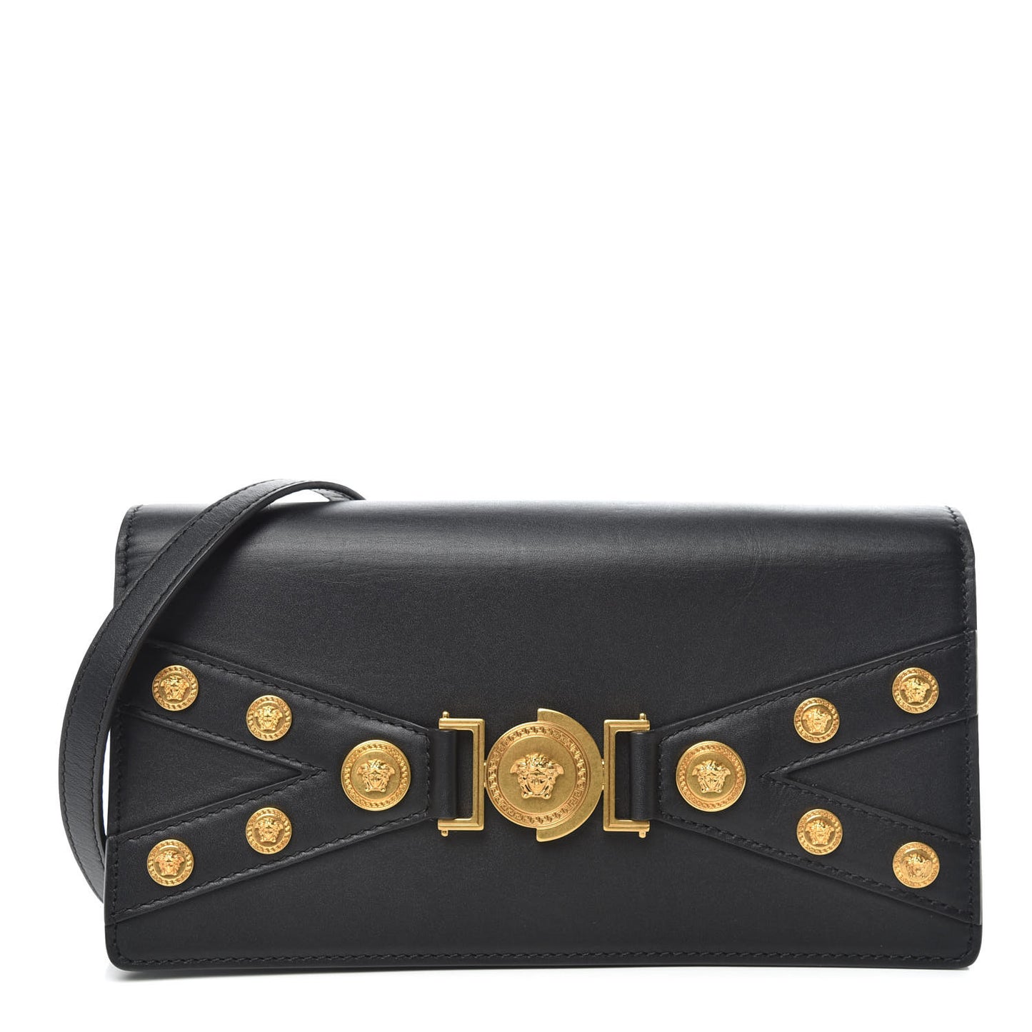 Calfskin Medallion Tribute Crossbody Black