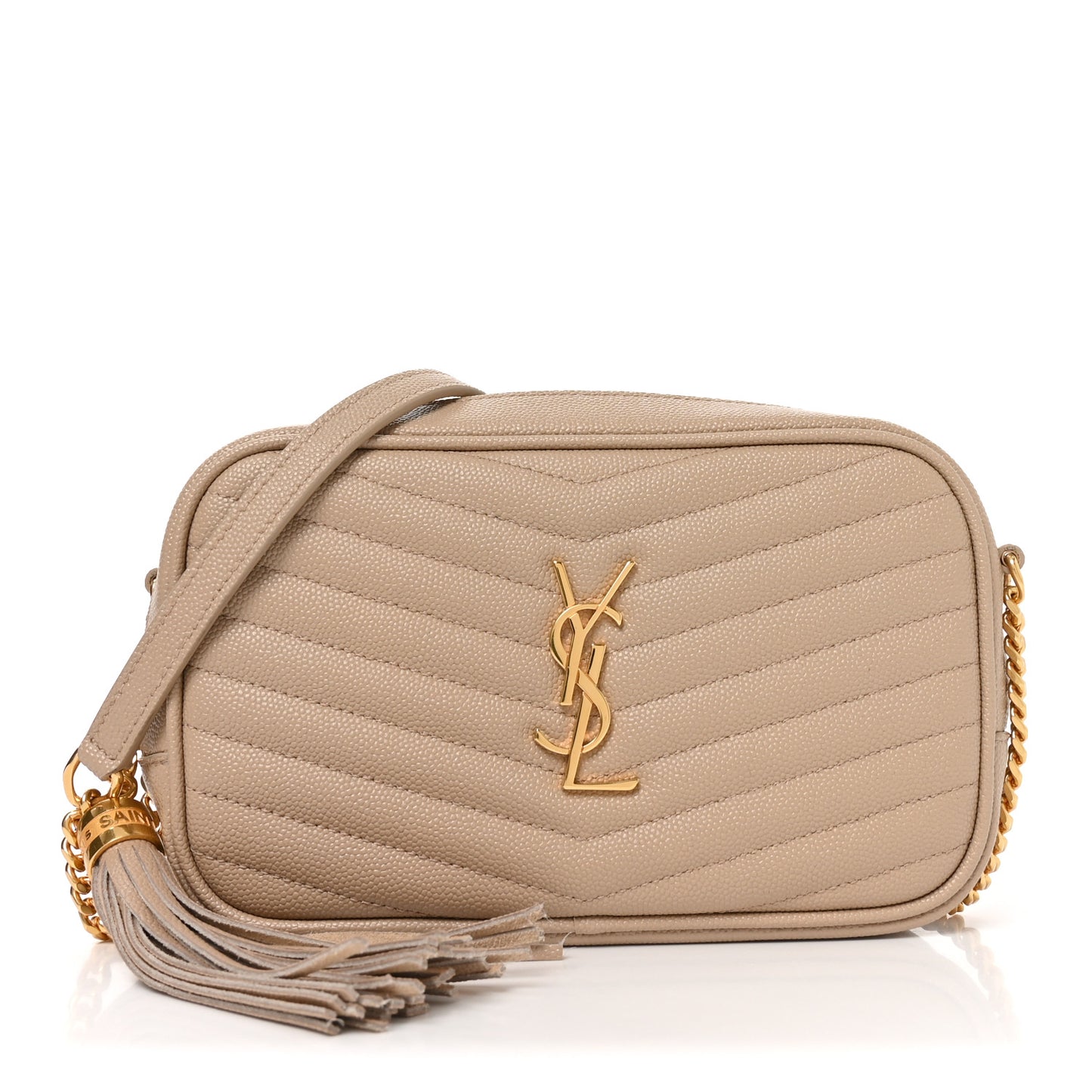 Grain De Poudre Matelasse Monogram Mini Lou Camera Bag Dark Beige