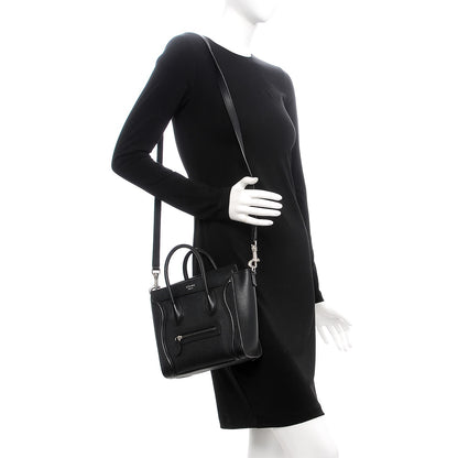 Celine Drummed Calfskin Nano Luggage Black 2 of 9