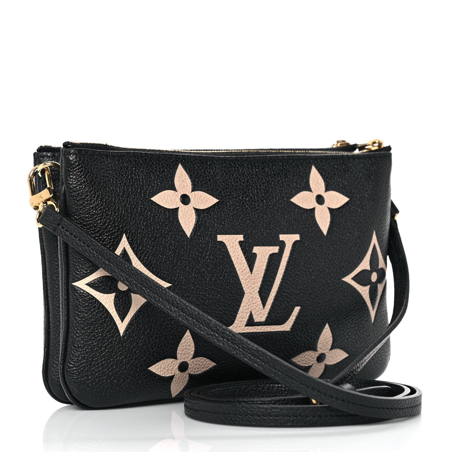 Louis Vuitton Empreinte Monogram Giant Double Zip Pochette Black Cream 3 of 10