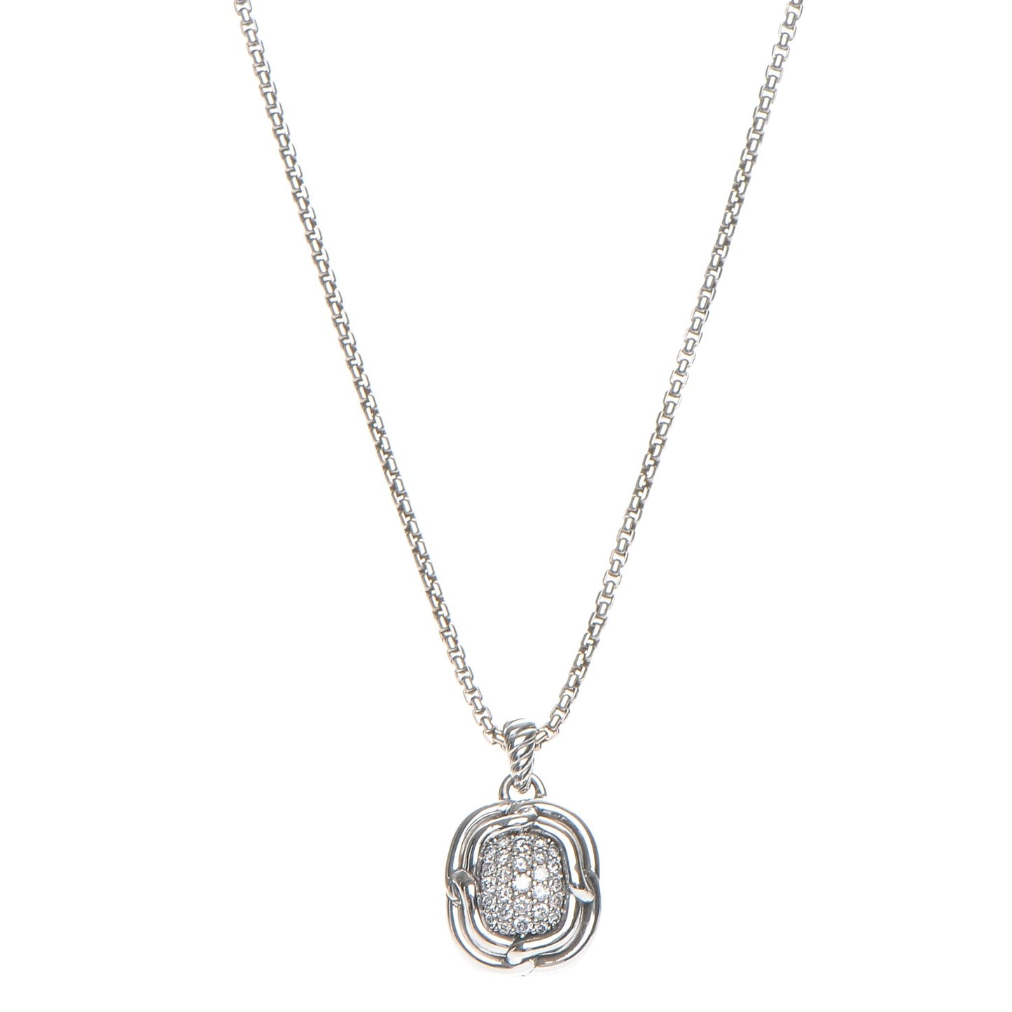 Sterling Silver Diamond 10mm Labyrinth Pendant Necklace
