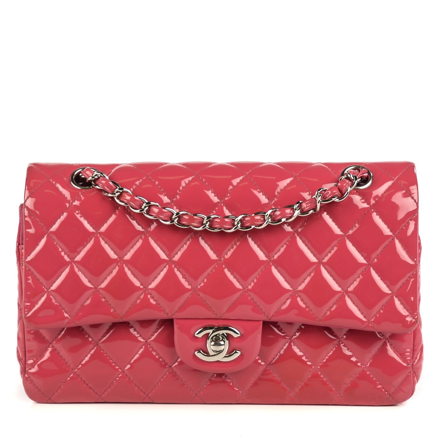Chanel Patent Quilted Medium Double Flap Fuchsia 1 of 7