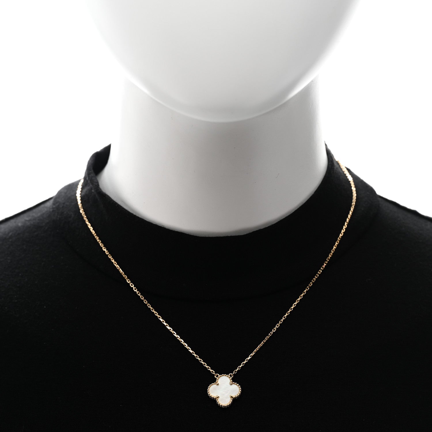 Van Cleef & Arpels 18K Yellow Gold Mother of Pearl Vintage Alhambra Pendant Necklace 2 of 5