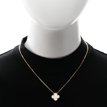 Van Cleef & Arpels 18K Yellow Gold Mother of Pearl Vintage Alhambra Pendant Necklace 2 of 5