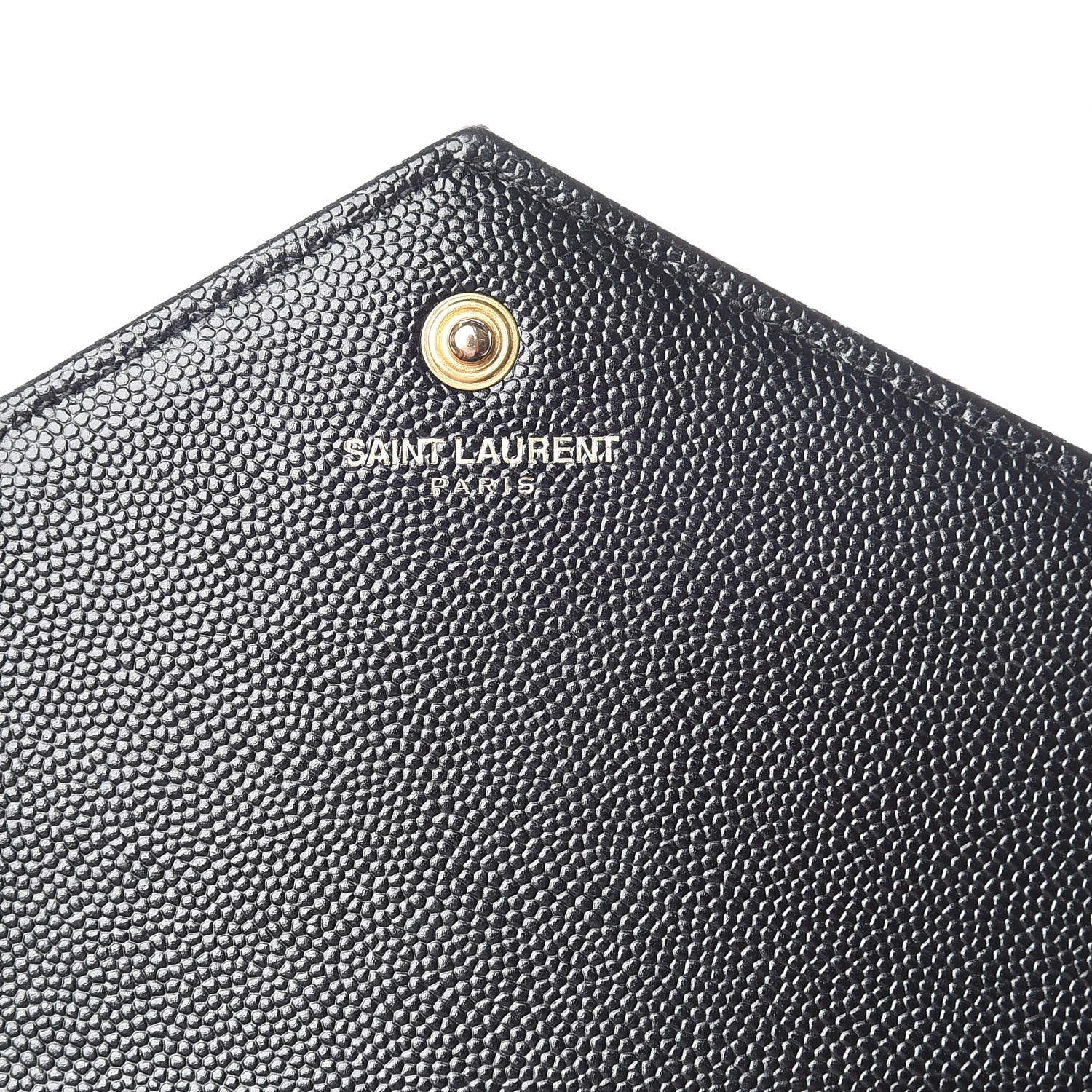 Saint Laurent Grain De Poudre Matelasse Chevron Monogram Chain Wallet Black 5 of 8