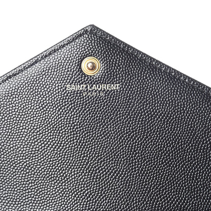 Saint Laurent Grain De Poudre Matelasse Chevron Monogram Chain Wallet Black 5 of 8