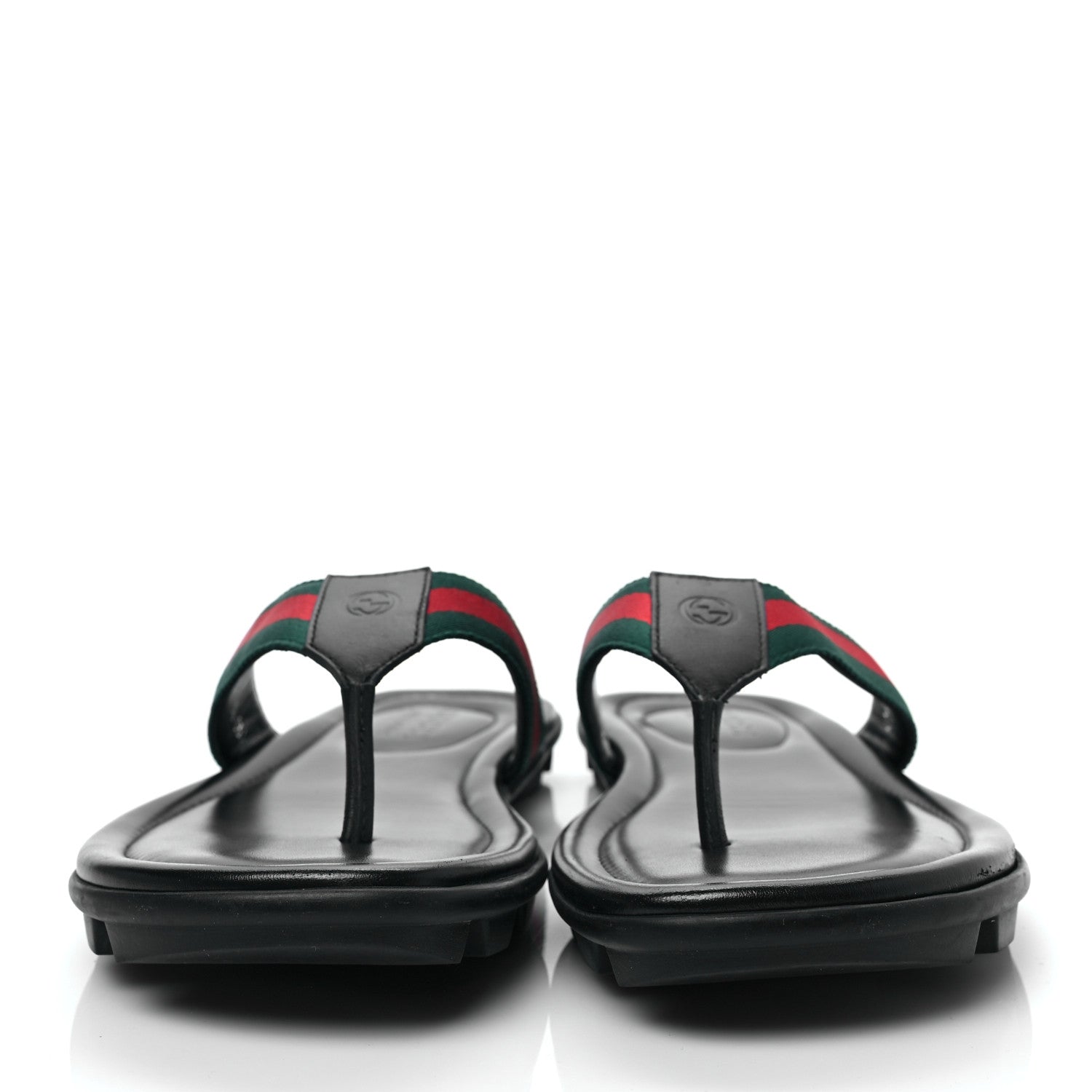 Gucci Nylon Calfskin Web Mens Cleat Sole Thong Sandals 8 Black Red Blue 2 of 8