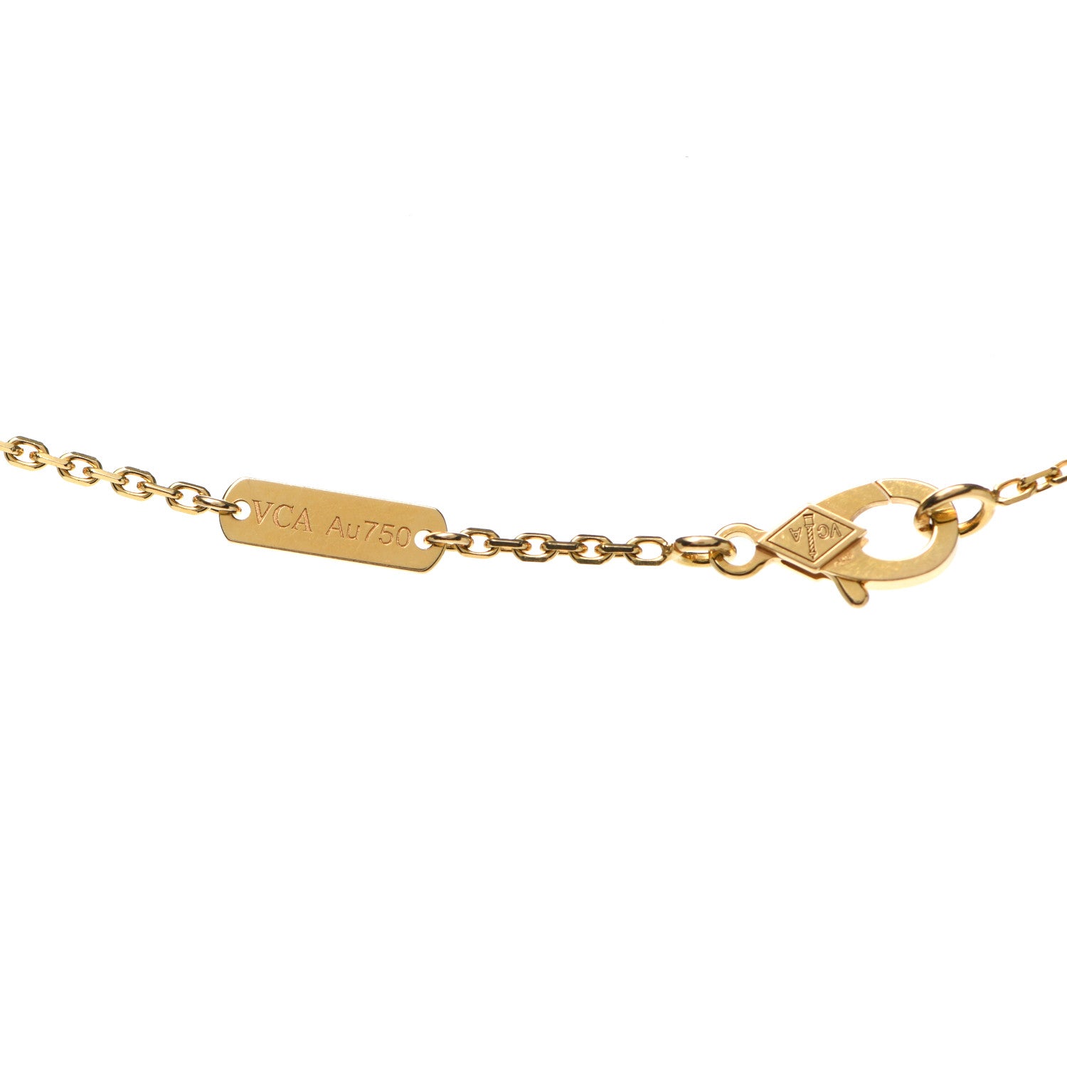 Van Cleef & Arpels 18K Yellow Gold Mother of Pearl Vintage Alhambra Pendant Necklace 4 of 6
