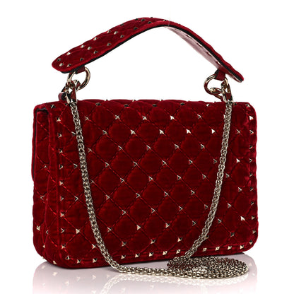 Valentino Garavani Velvet Medium Rockstud Spike Shoulder Bag Rosso Valentino 3 of 11