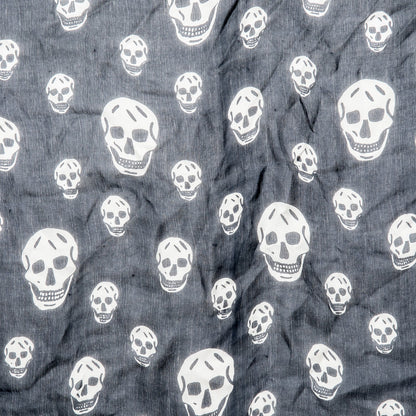 Alexander McQueen Silk Chiffon Skull Scarf Black Ivory 3 of 5