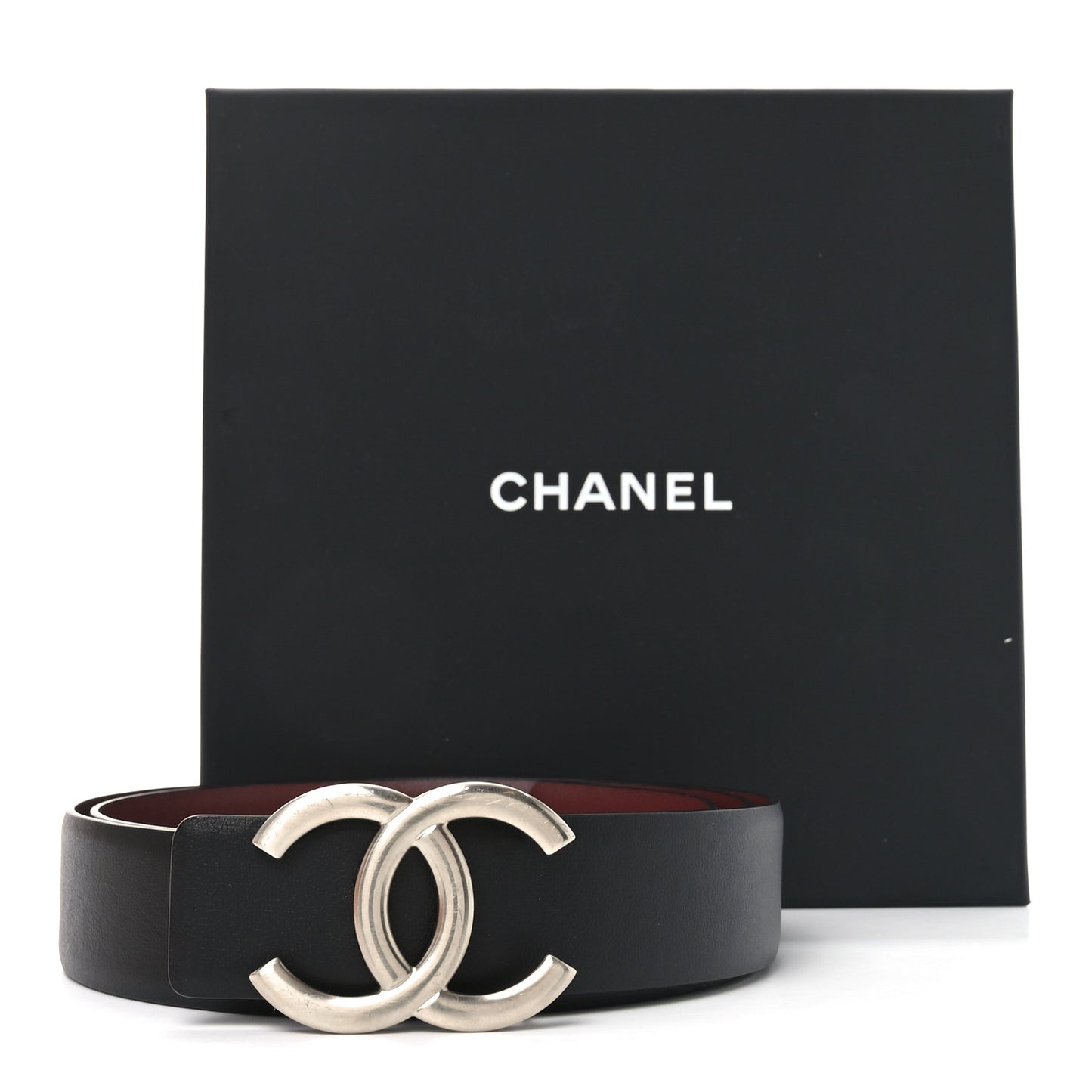 Calfskin CC Reversible 90 36 Belt Black Burgundy