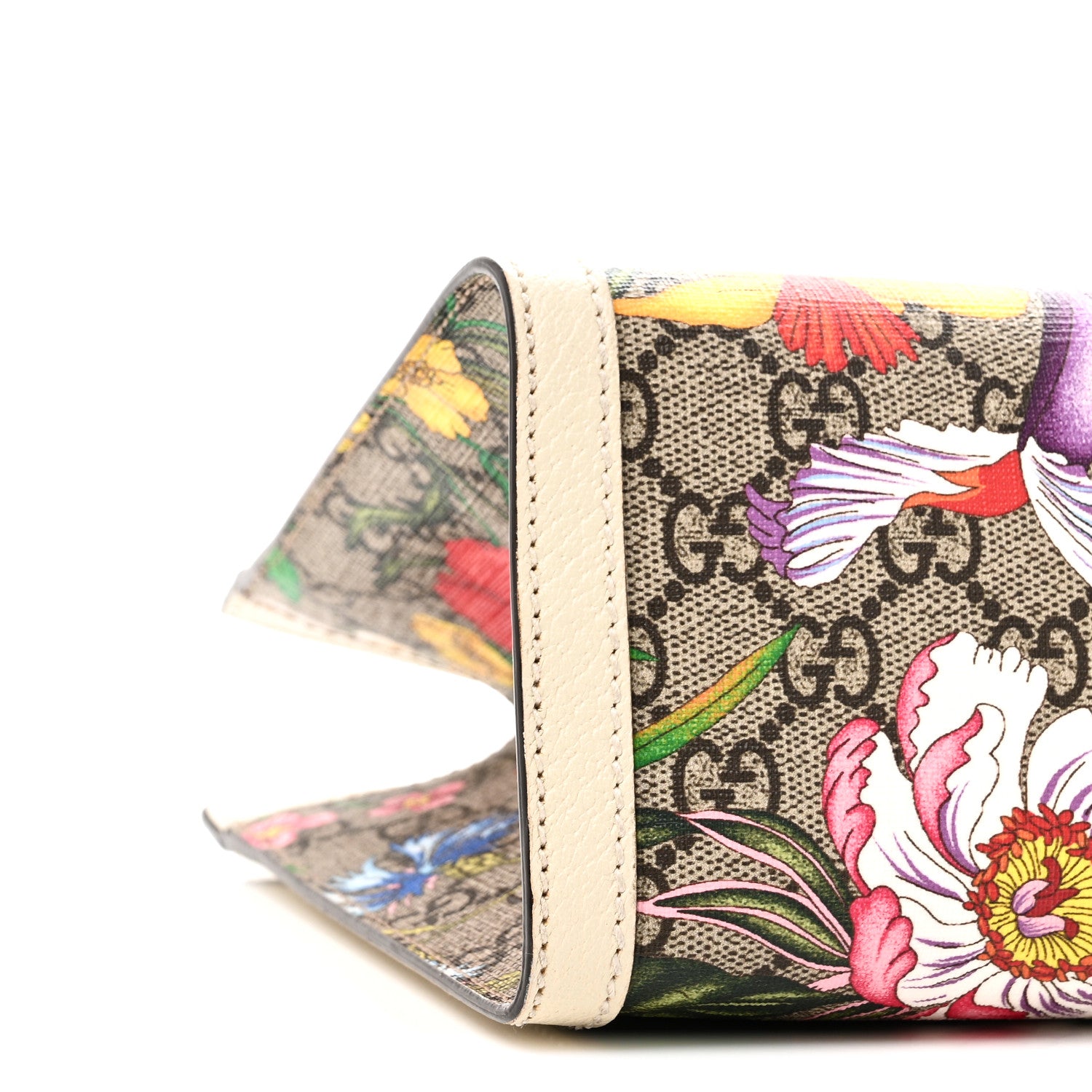 Gucci GG Supreme Monogram Flora Textured Calfskin Small Padlock Tote Beige Ebony Multicolor Mystic White 9 of 10