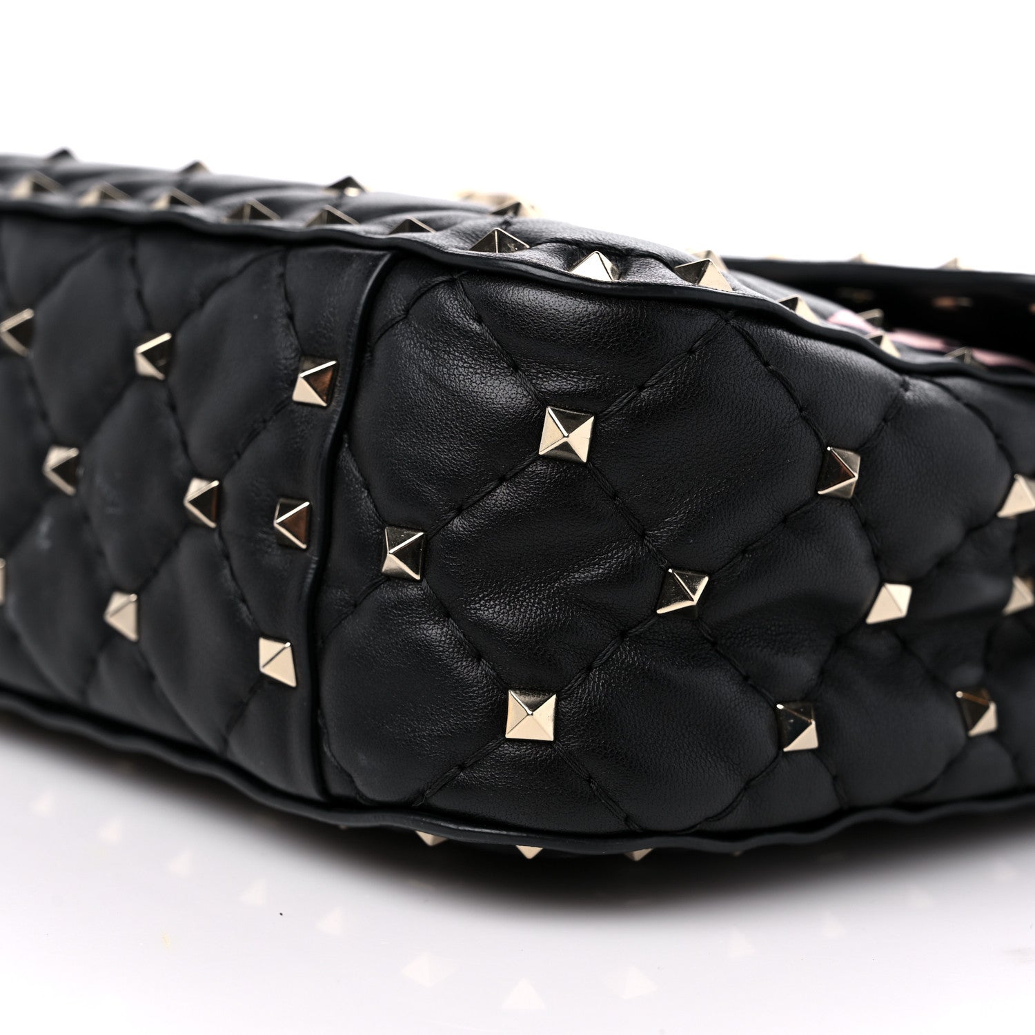 Valentino Garavani Lambskin VLTN Print Medium Rockstud Spike Shoulder Bag Black 8 of 12