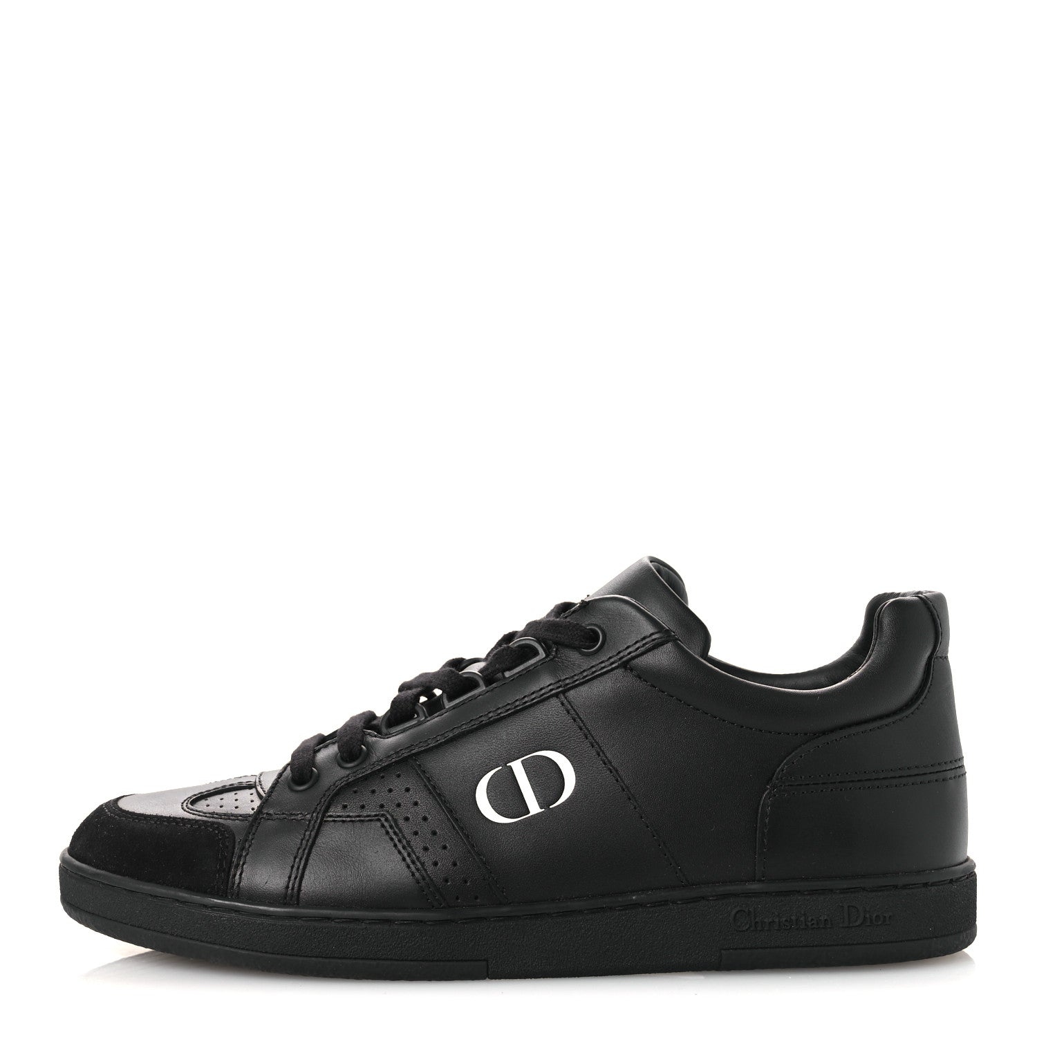 Christian Dior Calfskin Suede Logo Sneakers 36.5 Black 1 of 12