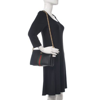 Gucci Calfskin GG Web Small Ophidia Chain Shoulder Bag Black 2 of 9