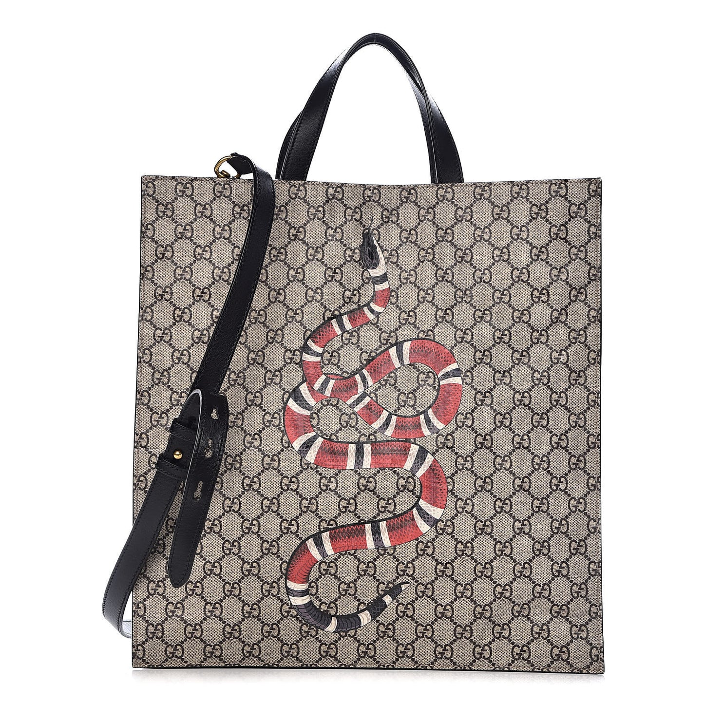 Soft GG Supreme Monogram Kingsnake Vertical Tote Black